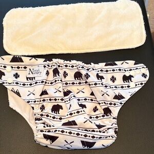 2/$15 Nora’s Nursery White and Black Woodland Cloth Diaper
